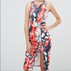 ASOS bright marble strap back pencil dress